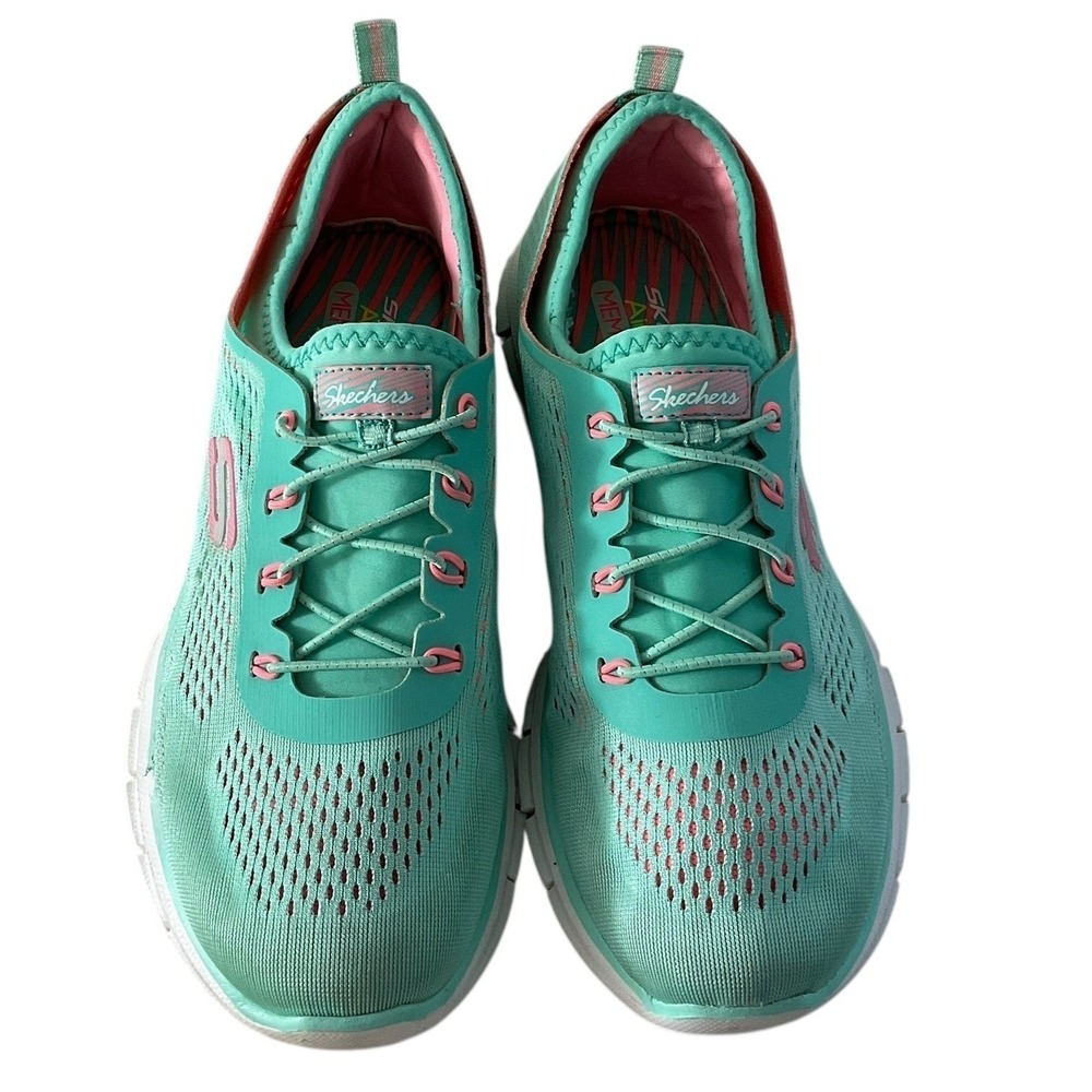 Skechers Air Cooled Memory Foam Teal Pink Athletic Sneakers Shoes Women US 8.5 - Picture 3 of 13